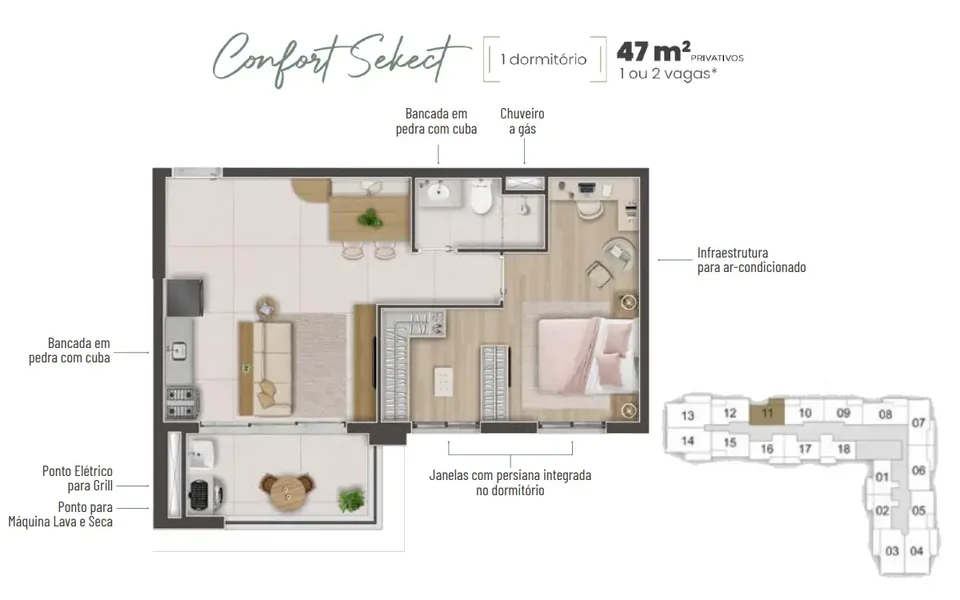 Confort Select 47,75 m² · 1 dorm